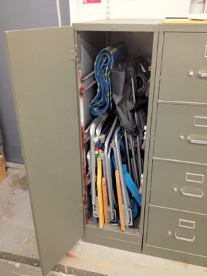 File cabinet converted to vertical locker