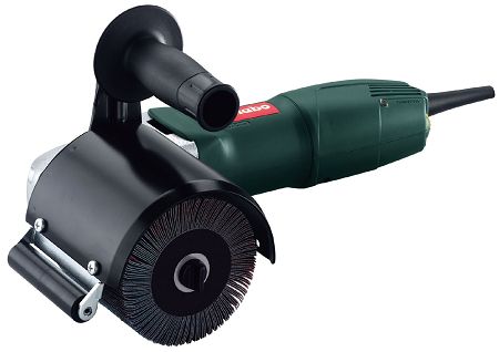 A satin burnishing machine used for creating a smooth matte finish on metal surfaces.