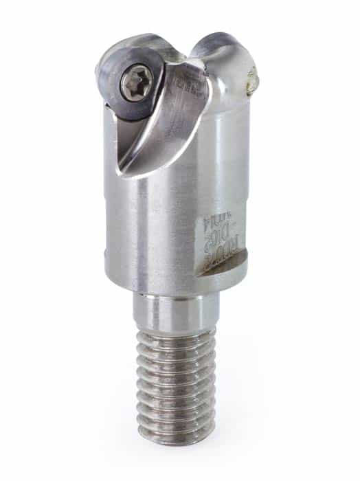 Silver torque wrench socket in close-up.