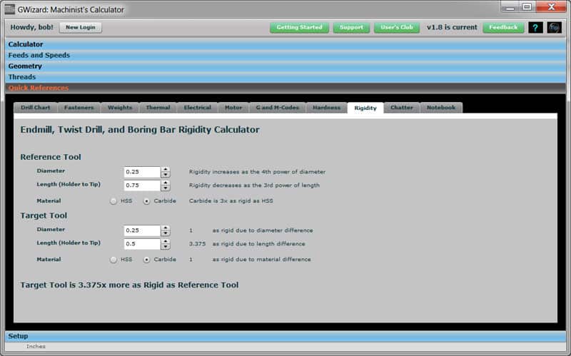 end mill rigidity calculator