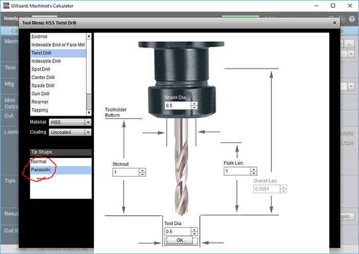 A screen shot of a computer screen displaying a parabolic twist drill for better performance.