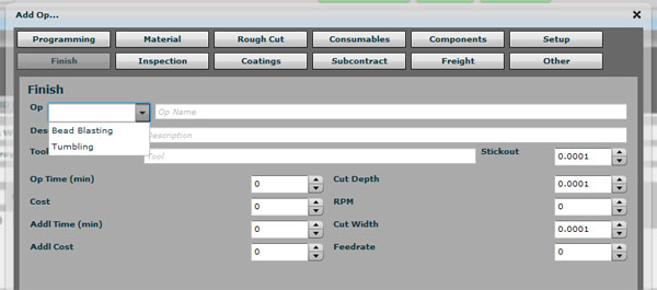 Cost estimate for bead blasting