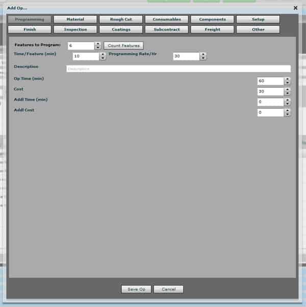 Grey window with navigation bar and table with multiple columns.
