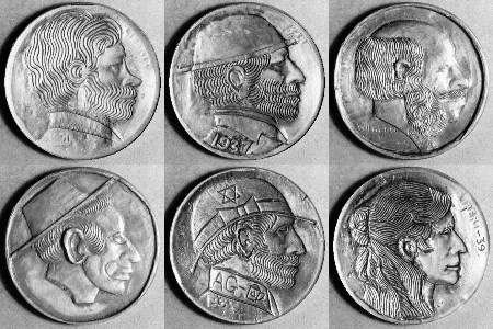         A set of six coins with people's heads on them is used for a cost estimation survey.