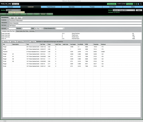 Costing Bottom Gwizard