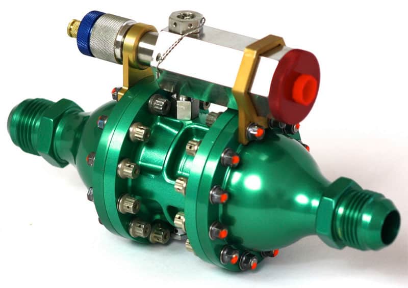 A green water pump on a white background enhanced with the innovative G-Wizard Estimator.