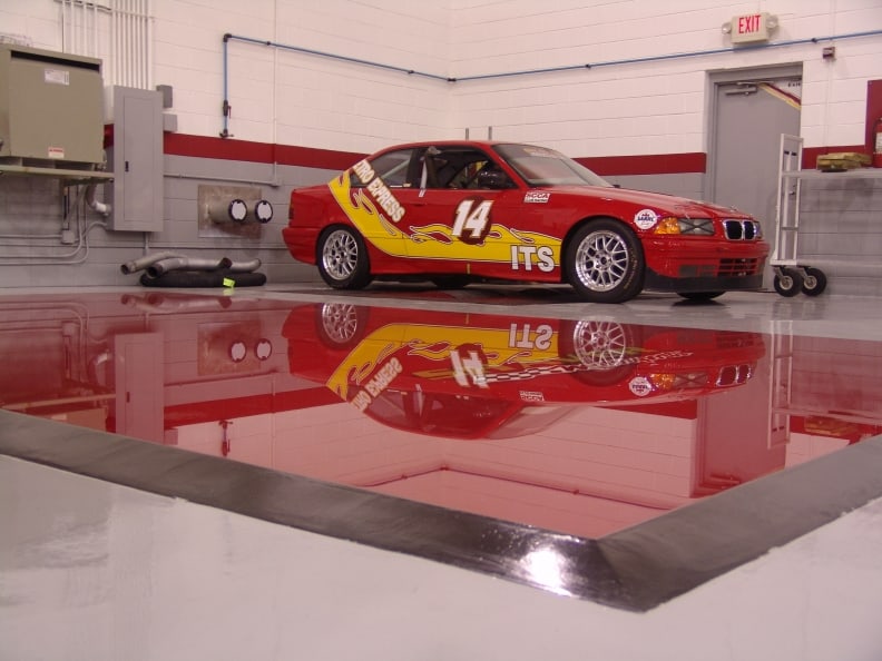 surface plate floor for setting up race car suspensions