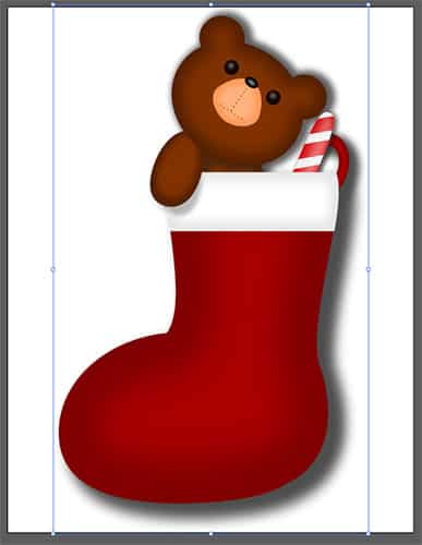 A quick and festive CNC Christmas ornament featuring a teddy bear sitting in a red stocking.