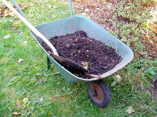 Wheelbarrow, Shovel, and soil