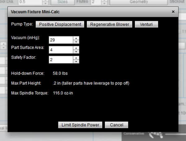 vacuum table force calculator