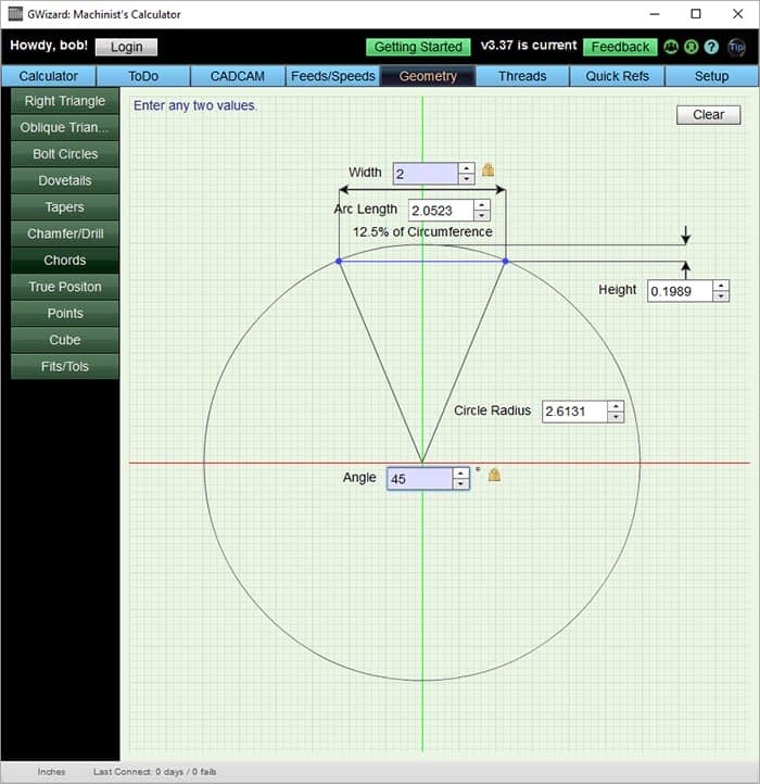 Bolt Circle Diameter from Hole Distance