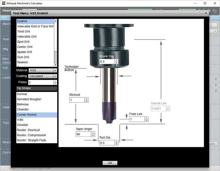 Corner Rounding Endmills in G-Wizard Calculator