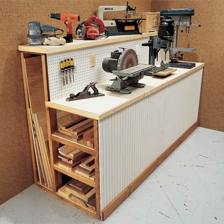 garage Storage Behind Bench 