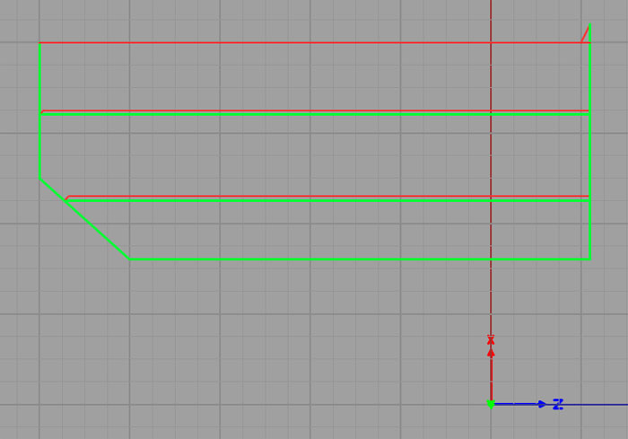 Machining grid with green and red lines.