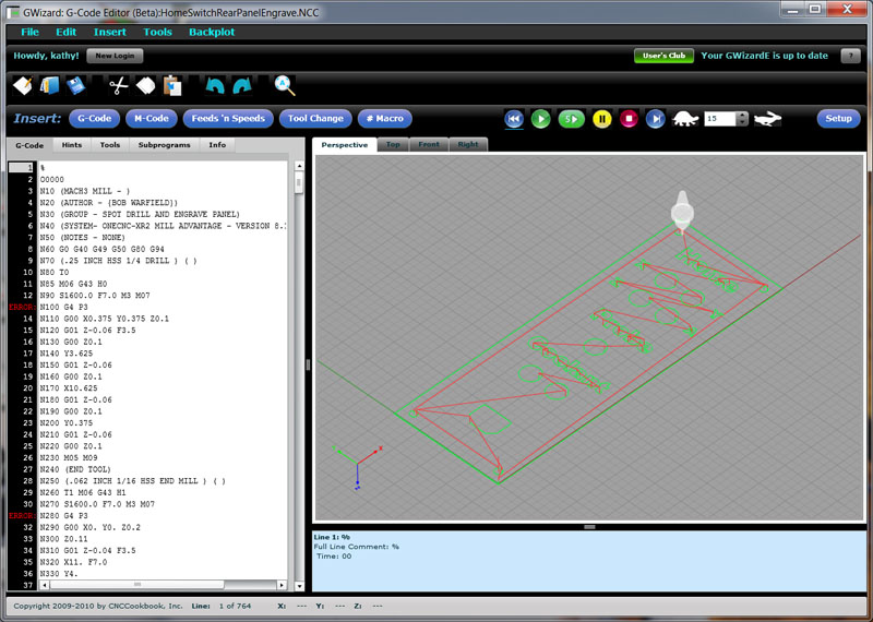 Backplot from a g-code simulator viewer