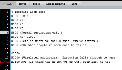 Infinite loop g-code