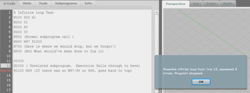 G-Code Infinite Loop Warning