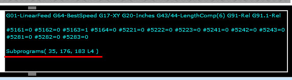 Screenshot of CNCCookbook.com website showing code output with machine codes and error messages.