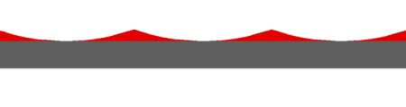 Flat gray line with red triangle.