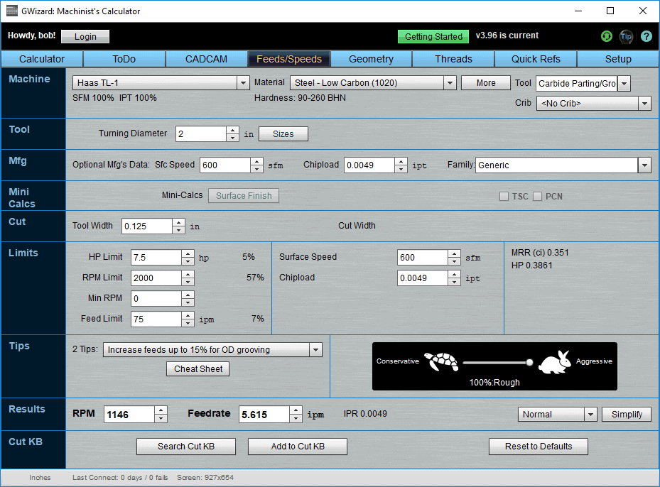 lathe parting tool feeds and speeds