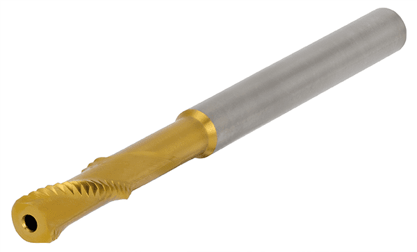 A drill bit with a gold tip on a white background, perfect for punch or tap applications.