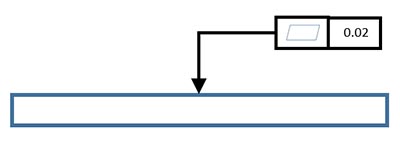 Technical diagram with horizontal line and downward-pointing arrow indicating 0.02 mm measurement.