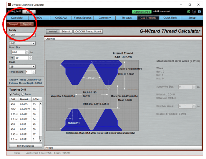 GWizard Machinist's Calculator tool on CNCCookbook.com with tabs: Calculator, ToDo, CAD/CAM, Feeds/Speeds.