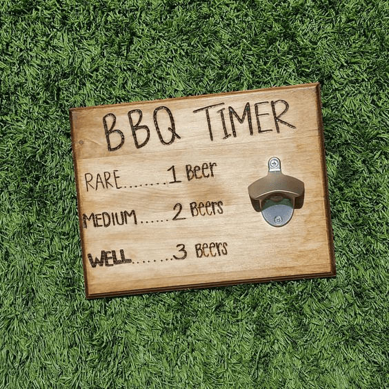 A weekend DIY project completed quick - a BBQ timer sign on the grass using CNC technology.