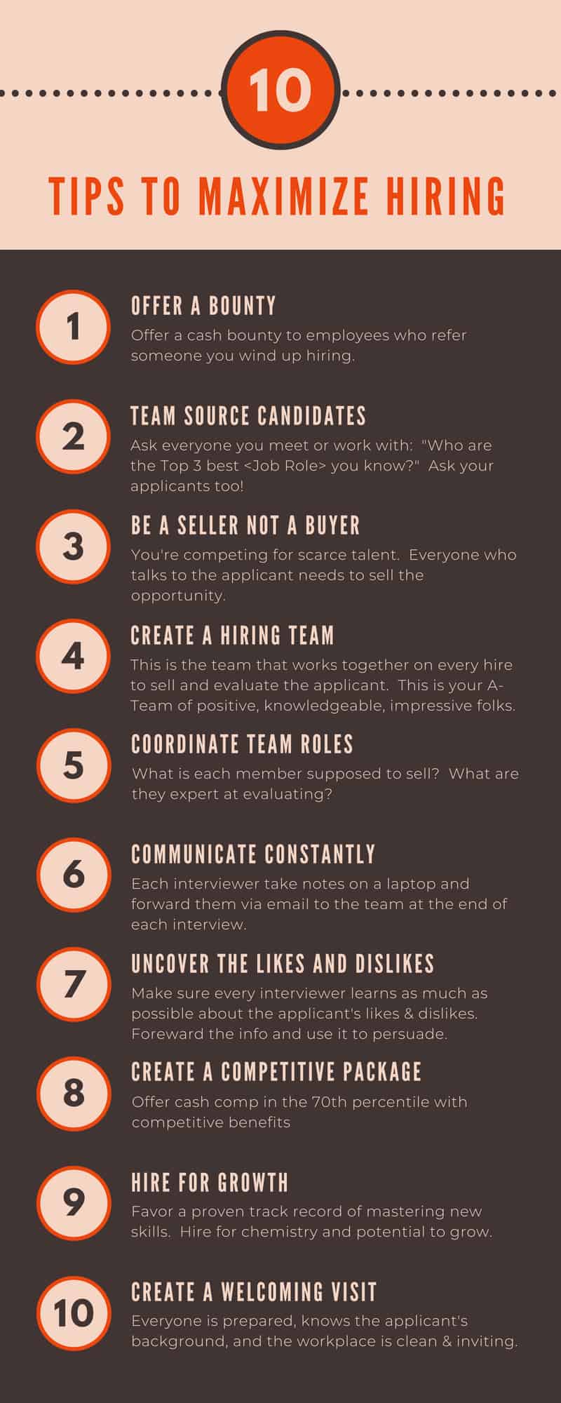 Machining hiring tips infographic with numbered sections.
