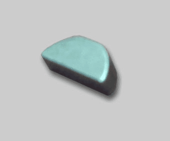Light blue, curved triangular object with rounded edges.