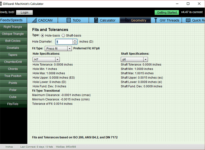 press fit tolerances calculator