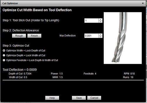 Cut Optimizer tool on CNCCookbook.com with settings and options for machining.