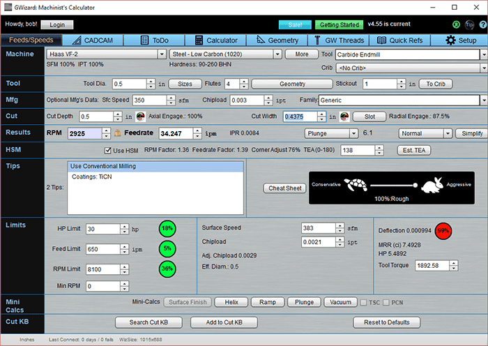 optimizing trochoidal milling feeds and speeds