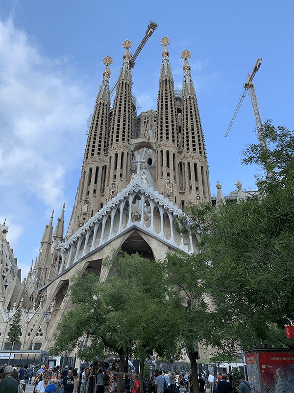 Intricate architecture of Sagrada Familia cathedral in Barcelona, Spain