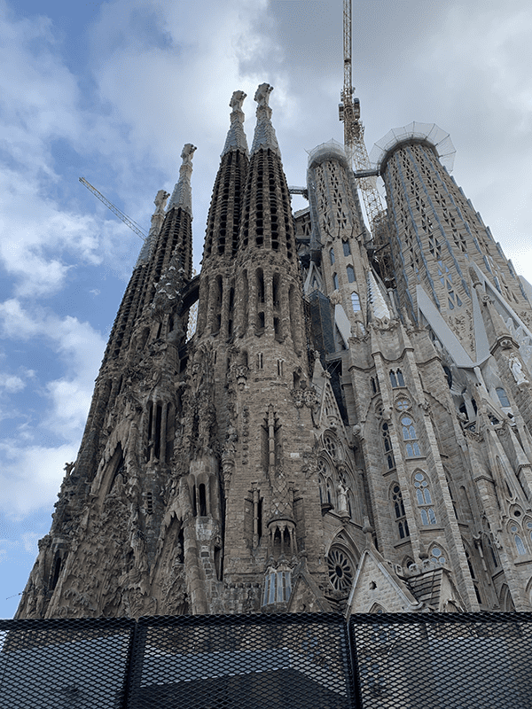 Intricate stone carvings on Sagrada Familia cathedral.