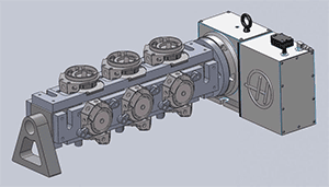 A 3d model of a hydraulic cylinder created using 4 axis CNC technology.