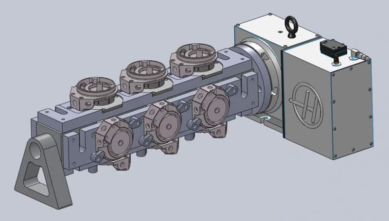 A 3D model of a hydraulic cylinder created using a 4-axis CNC machine.