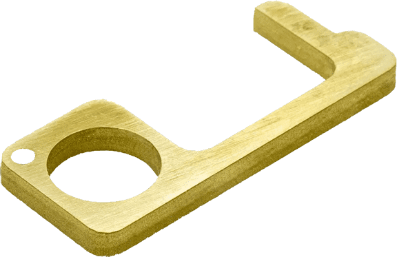 A brass key holder manufactured with best practices during Covid 19, displayed on a white background.