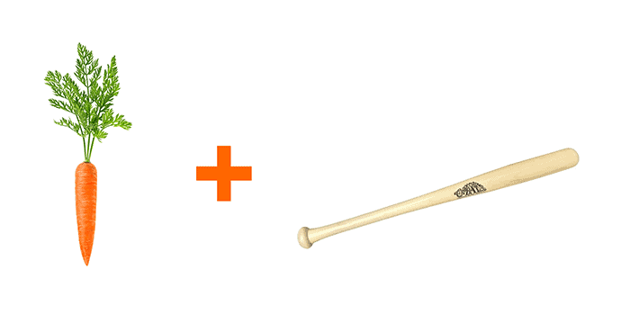 A carrot with a baseball bat.