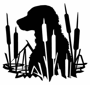 A silhouette of a dog in reeds, available as free dxf files.