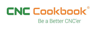 Logo of cnc cookbook featuring the text "cnc cookbook" in green and orange, with the tagline "be a better cnc'er" beneath it.