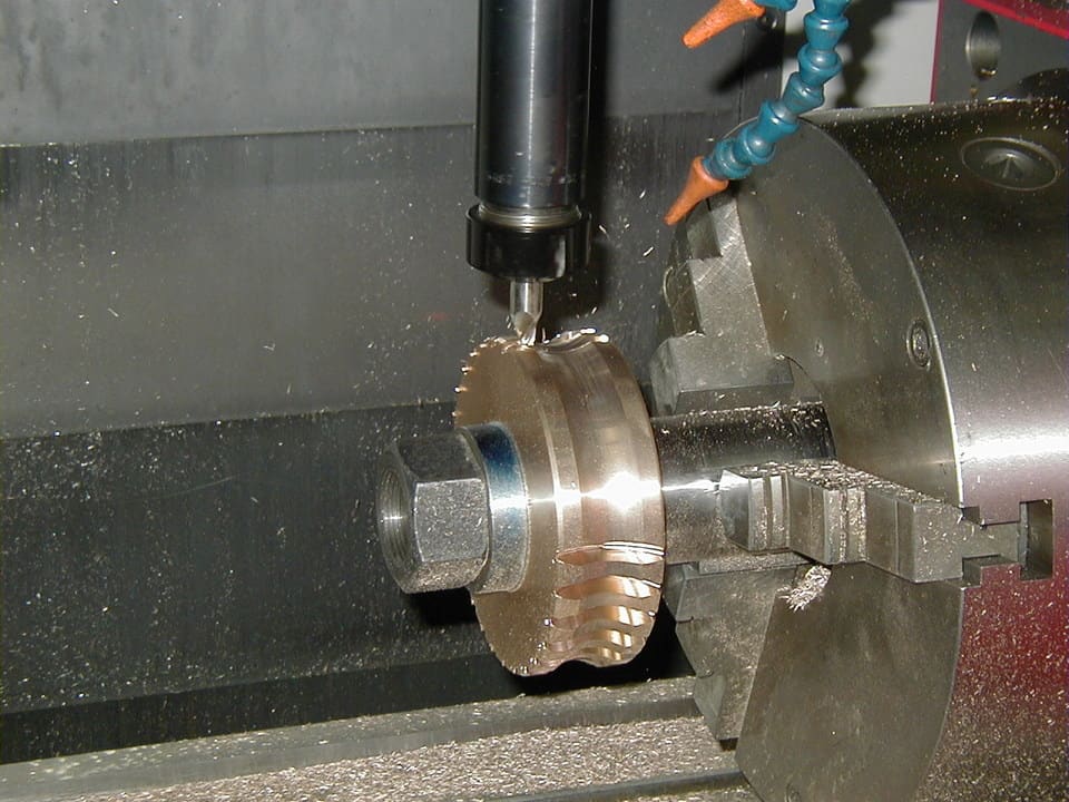 CNC machining of a gear on a machine for an archive.