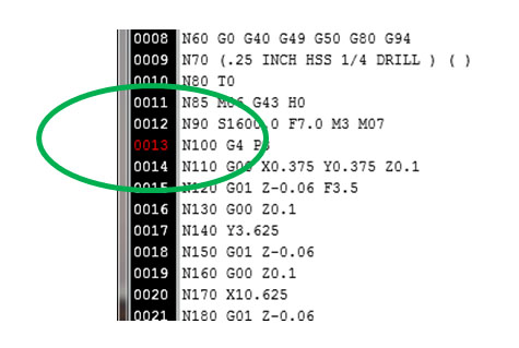 Machining-related errors highlighted in a computer screen screenshot.