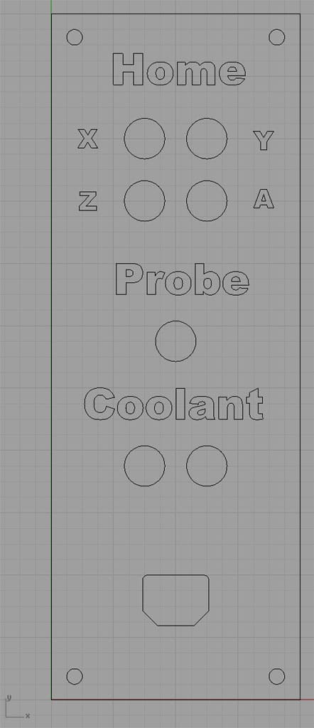 Rear panel of a CNC machine with labeled components.