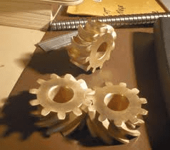 Gears on a worktable.
