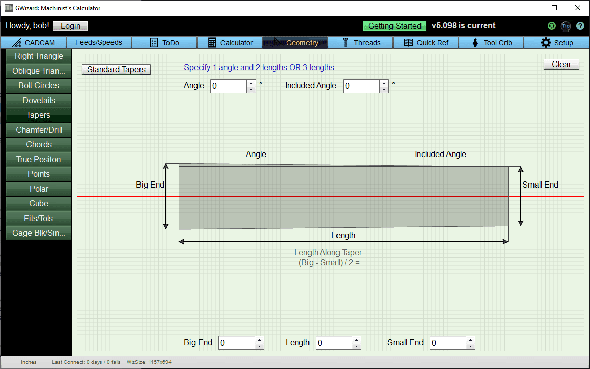 taper angle calculator