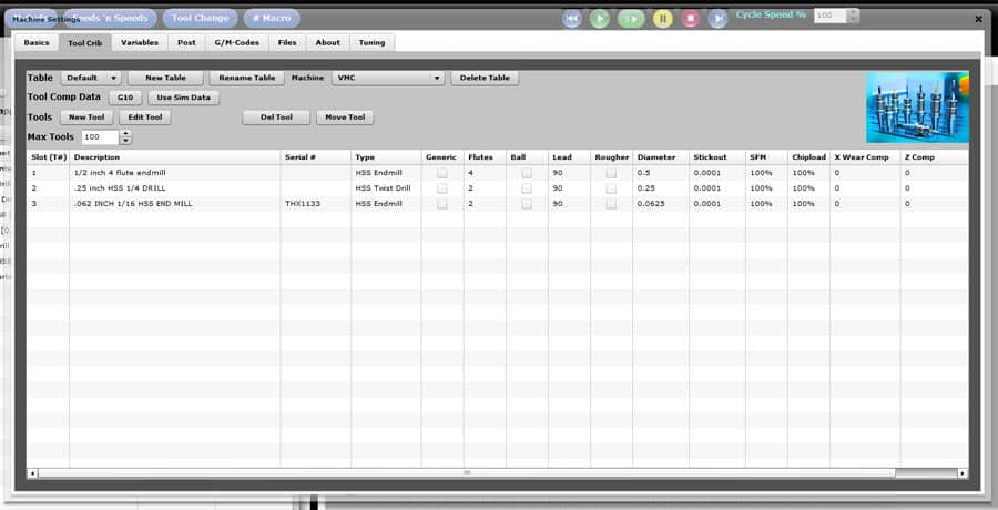 Screenshot of a Tool Crib webpage with navigation bar and table layout