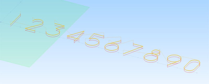 3D numbers from 1 to 0 arranged diagonally, with each number inside a rotated square frame, depicted in a gradient background of blue to green. Each number is intricately engraved.