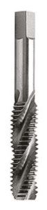 Stainless steel tap with spiral thread and flat end, smooth surface, square cross-section.