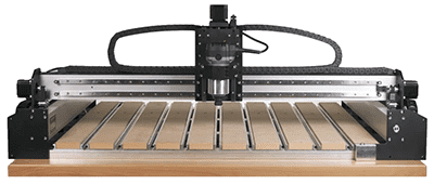 Black rectangular machine tool with grid of thin metal bars on its surface.